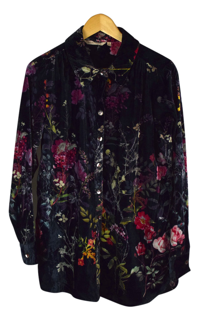 Floral Print Velvet Top