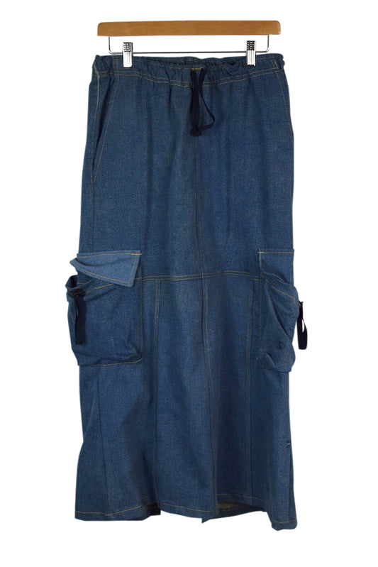Reworked Denim Cargo Skirt