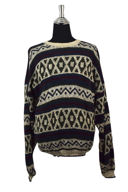 80s/90s Abstract Stripe Pattern Knitted Jumper
