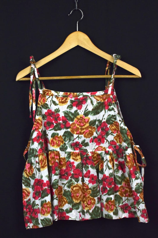 Reworked Watercolour Print Baby Doll Tie up Top