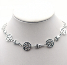 Load image into Gallery viewer, Silver-coloured Pentagram Bat Necklace
