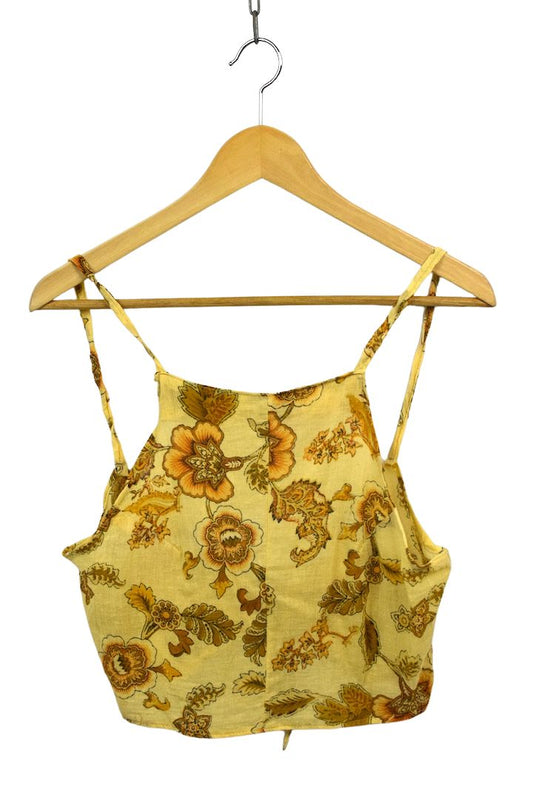 Reworked Floral Print Tie Up Top