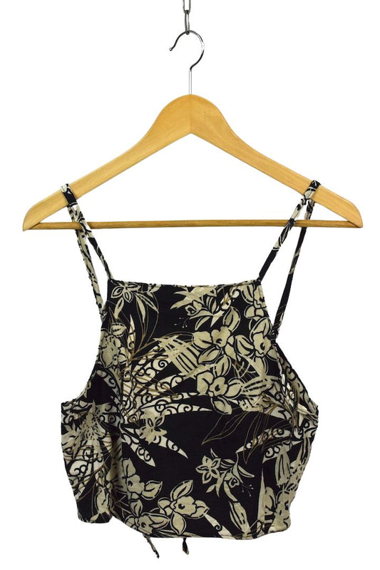 Reworked Leaf Floral Print Tie Up Top