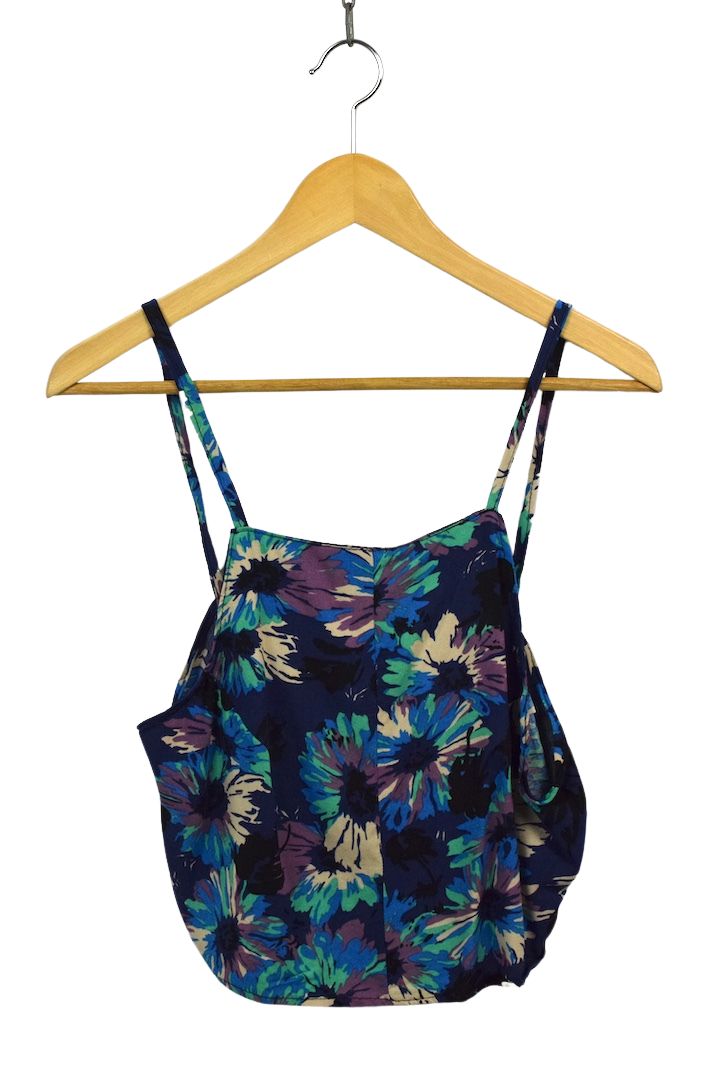 Reworked Floral Print Tie Up Top