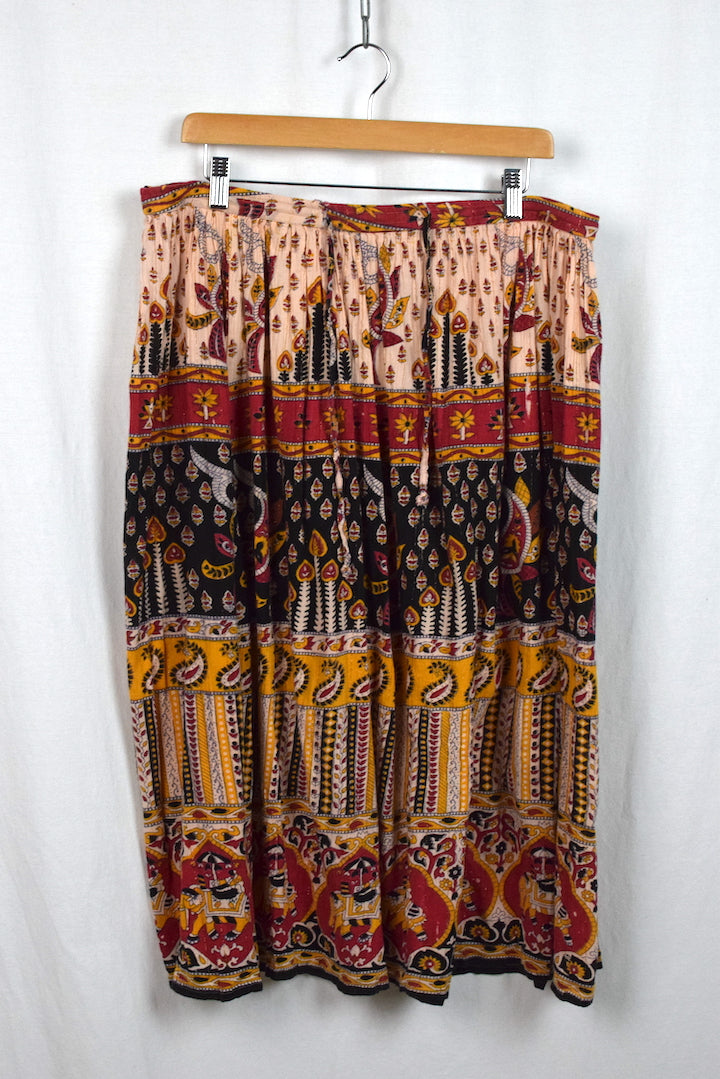 Elephant Print Floral Skirt