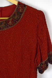 80s Red Sequin Blouse