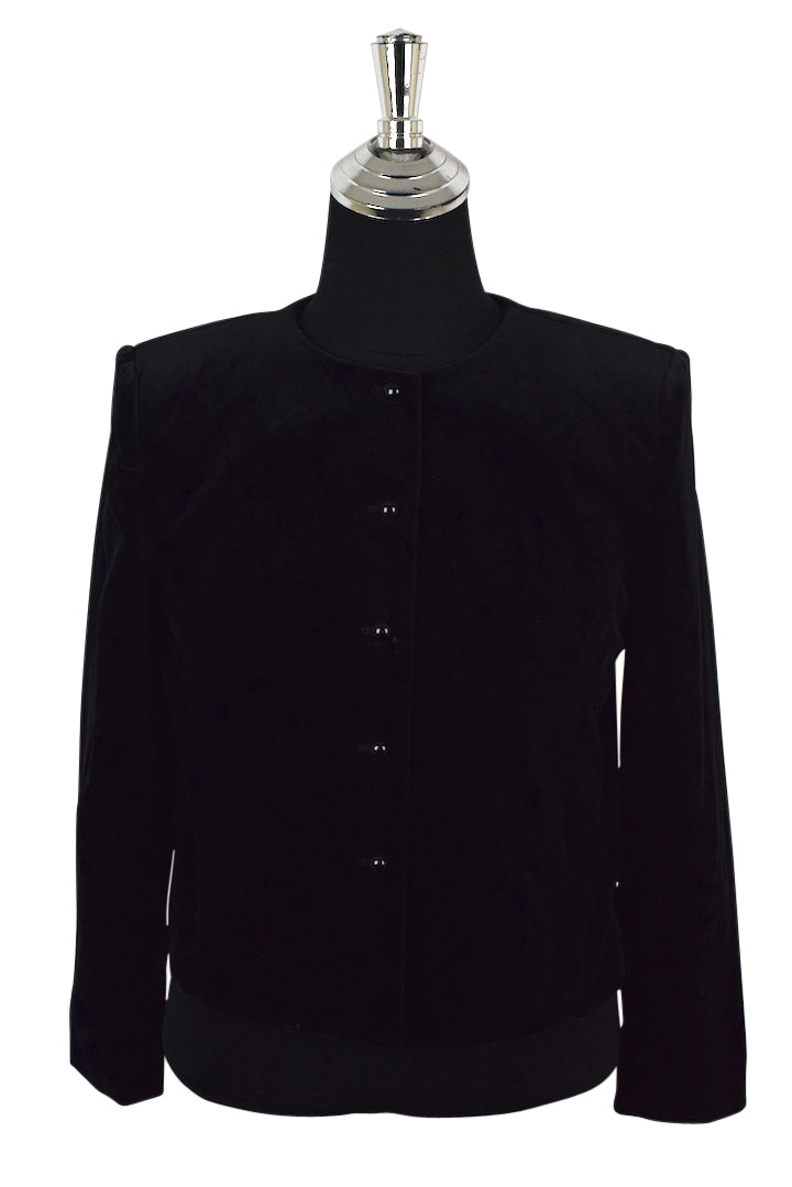 Ladies 90s Black Velour Jacket