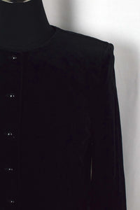 Ladies 90s Black Velour Jacket