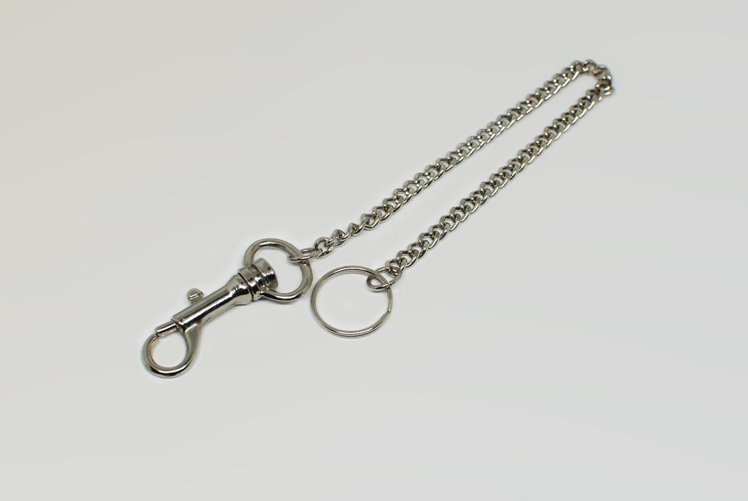 Long Silver Metal Curb Keychain