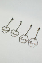 Load image into Gallery viewer, Heart or Pentagon Shaped Drop Earrings with &quot;Love&quot;
