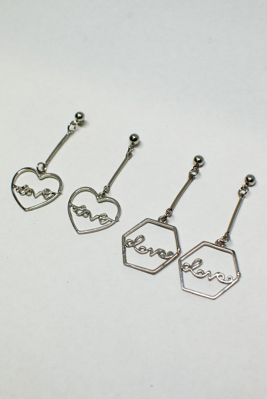 Heart or Pentagon Shaped Drop Earrings with 