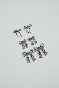 Silver & Diamante Bow Stud Earrings