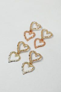 Two Tone Heart Earrings