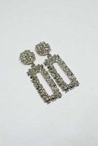 Textured Circle and Large Rectangle Earrings
