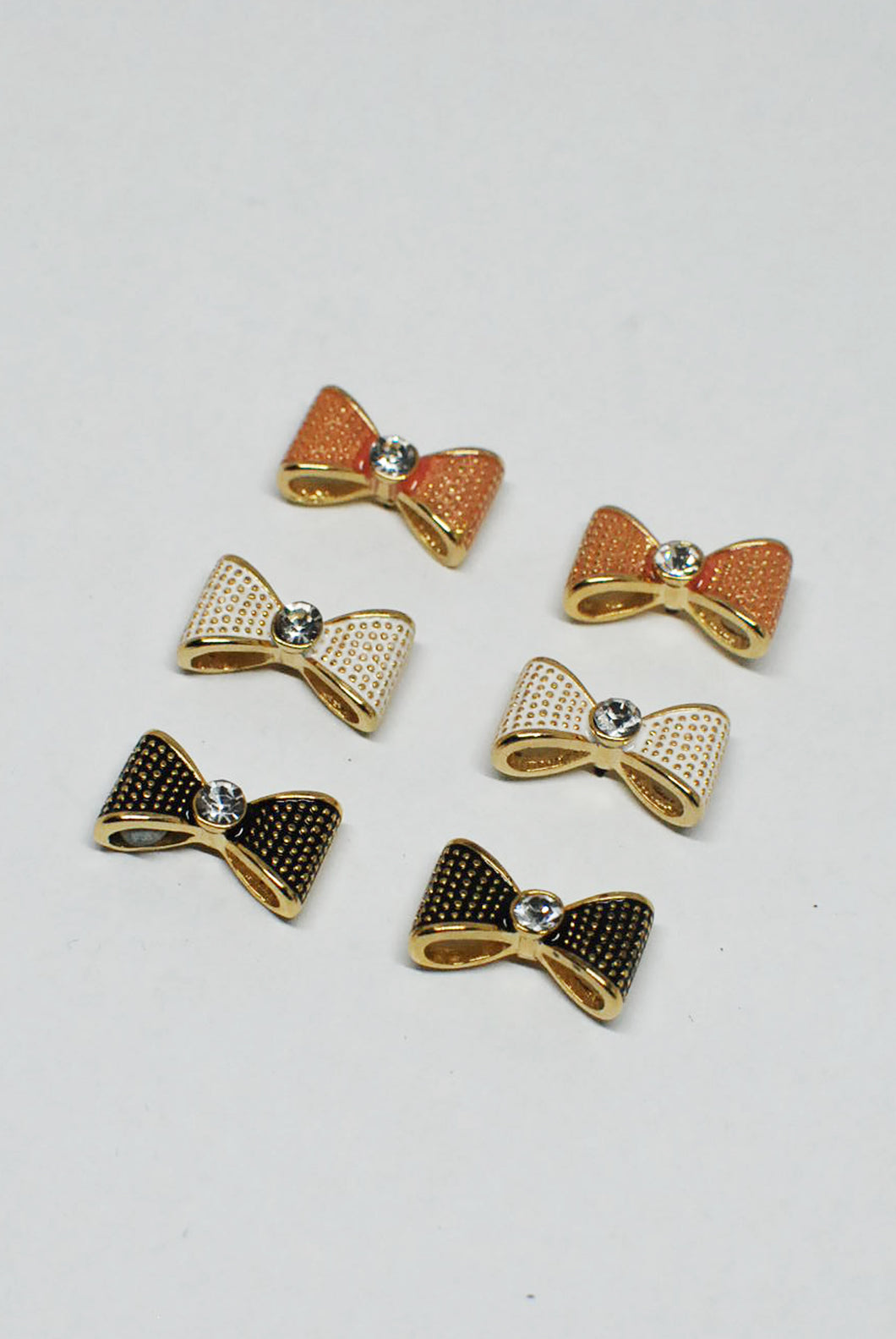 Gold Diamante & Enamel Bow Earrings