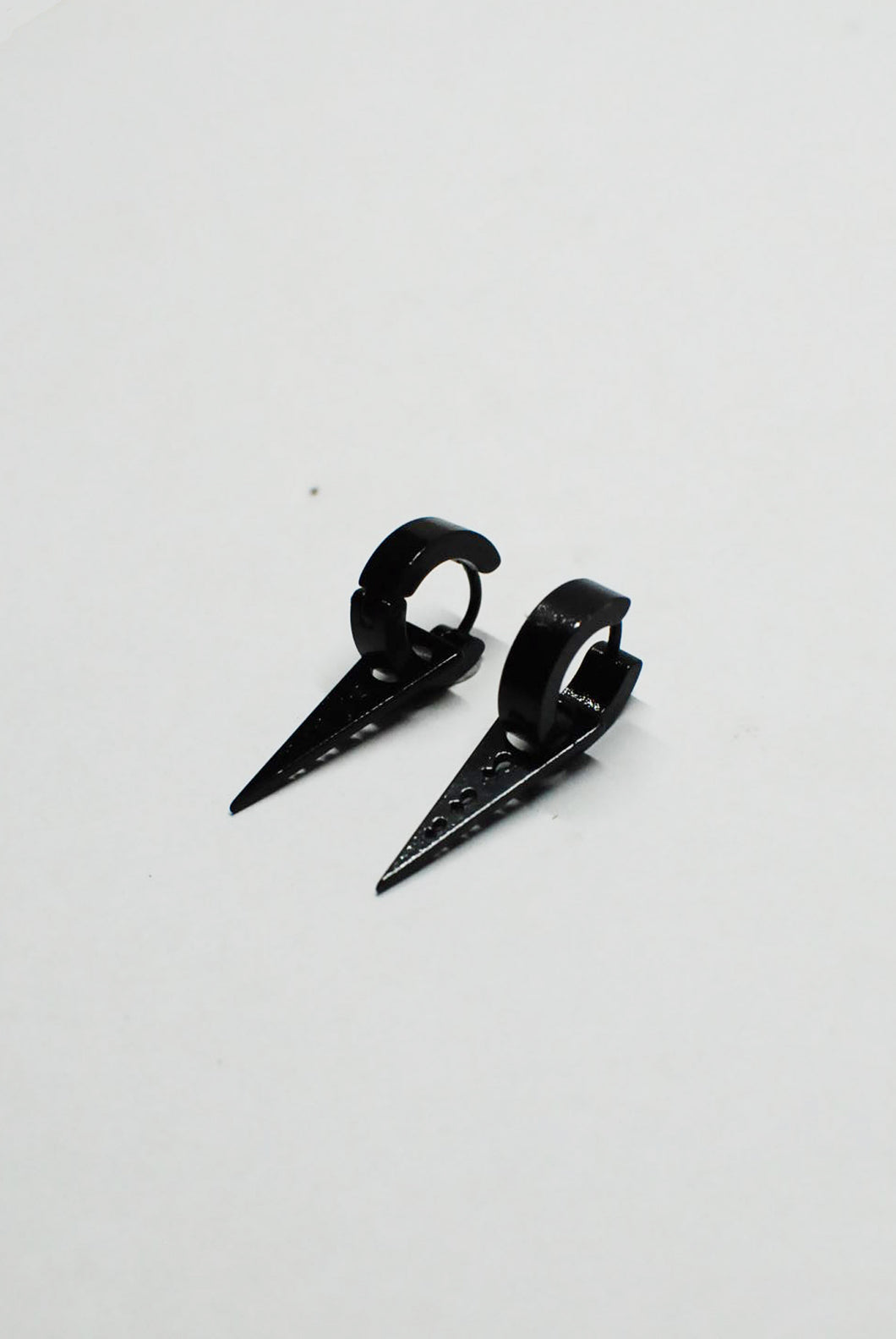 Punk Rock Black Stainless Steel Hoops with Triangles