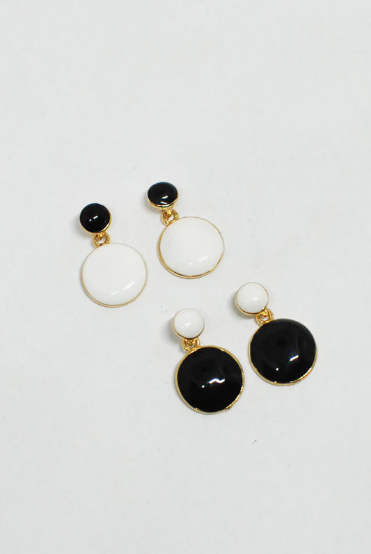 Black & White Enamel Circles on Gold