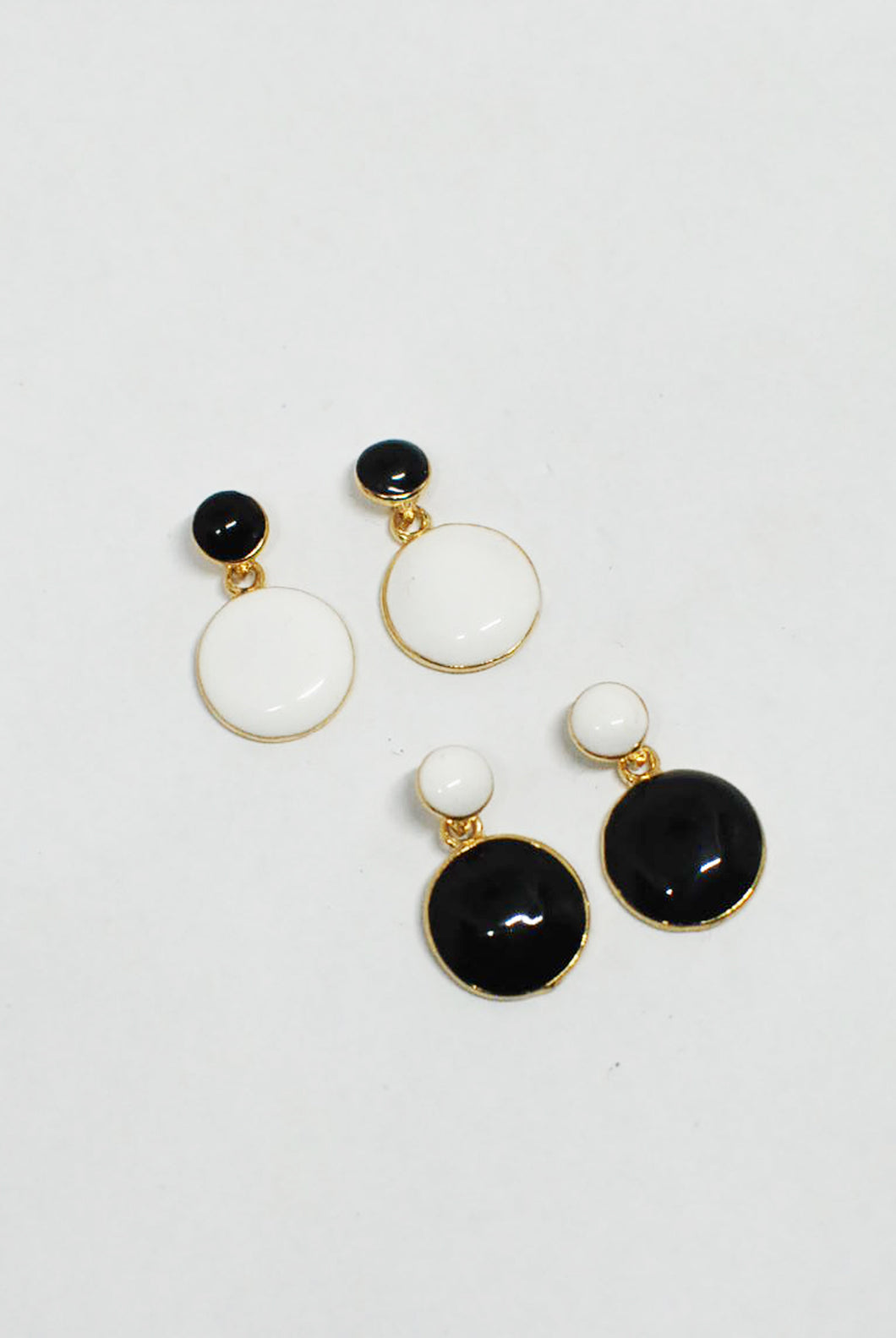 Black & White Enamel Circles on Gold