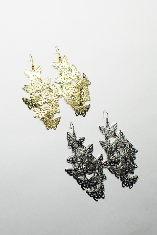 Lightweight Filigree Butterfly Chandelier Earrings