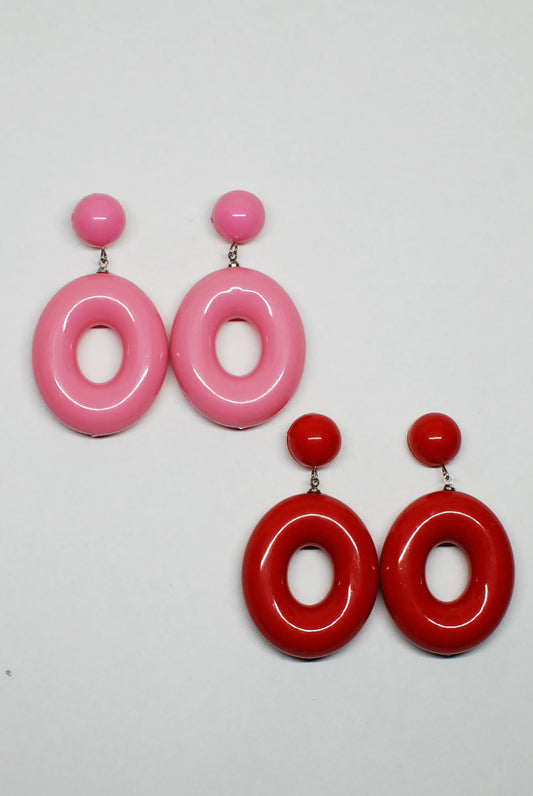 90's Chunky Oval Plastic Drop Earrings