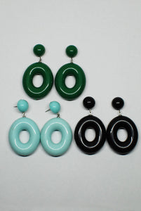 90's Chunky Oval Plastic Drop Earrings