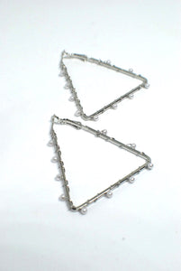 Triangle Shaped Earrings with Wired Pearl Detail