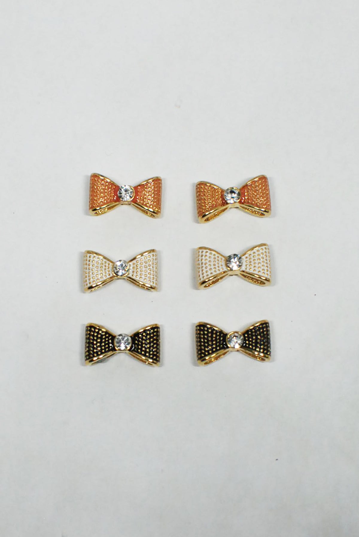 Gold Diamante & Enamel Bow Earrings