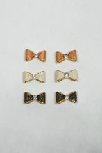 Load image into Gallery viewer, Gold Diamante &amp; Enamel Bow Earrings
