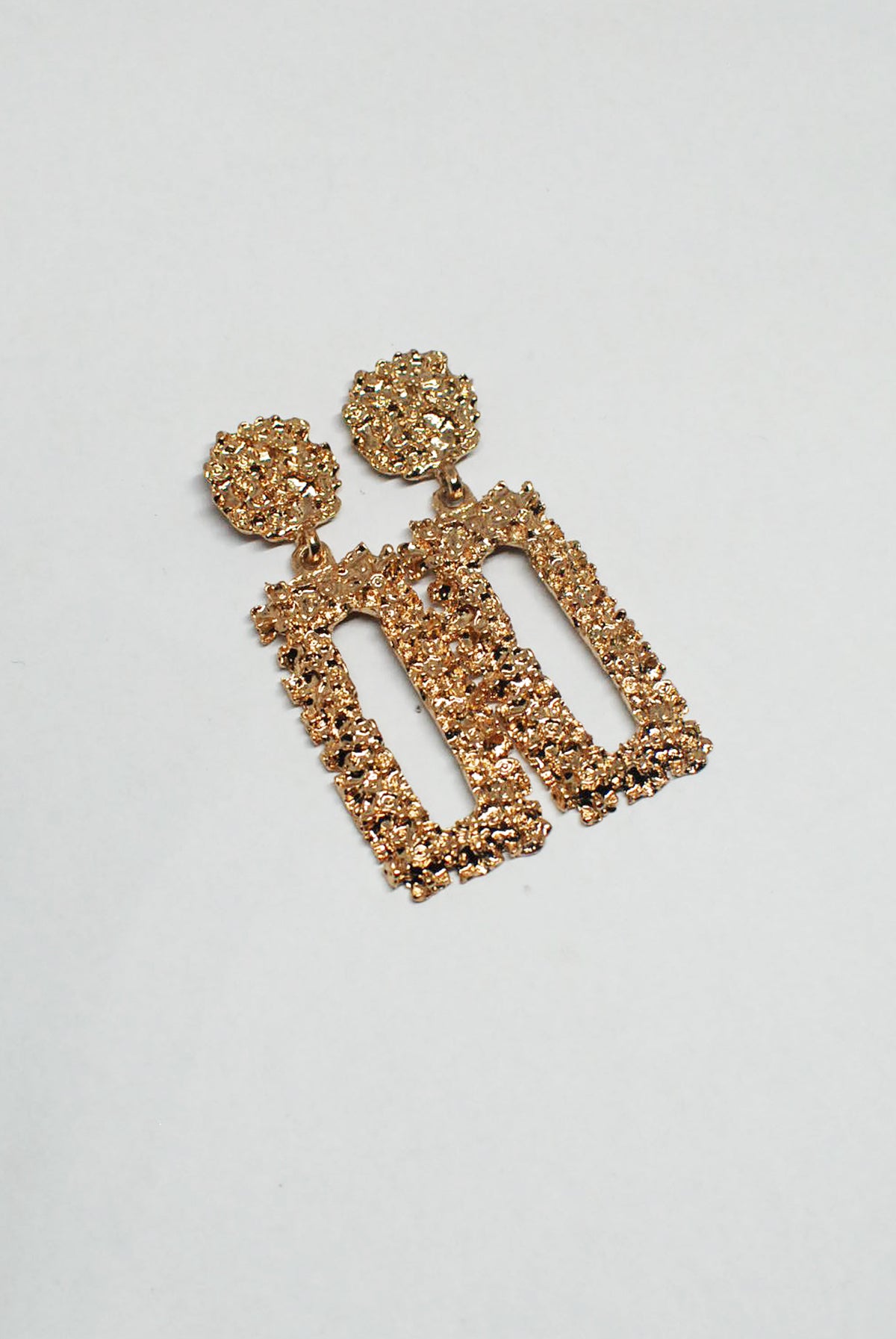 Textured Circle and Large Rectangle Earrings