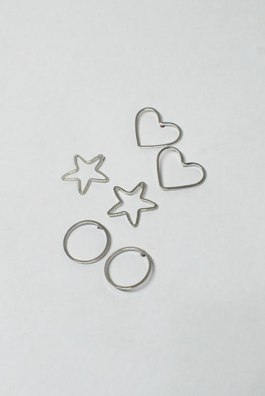 Fine Silver Shape Stud Earrings