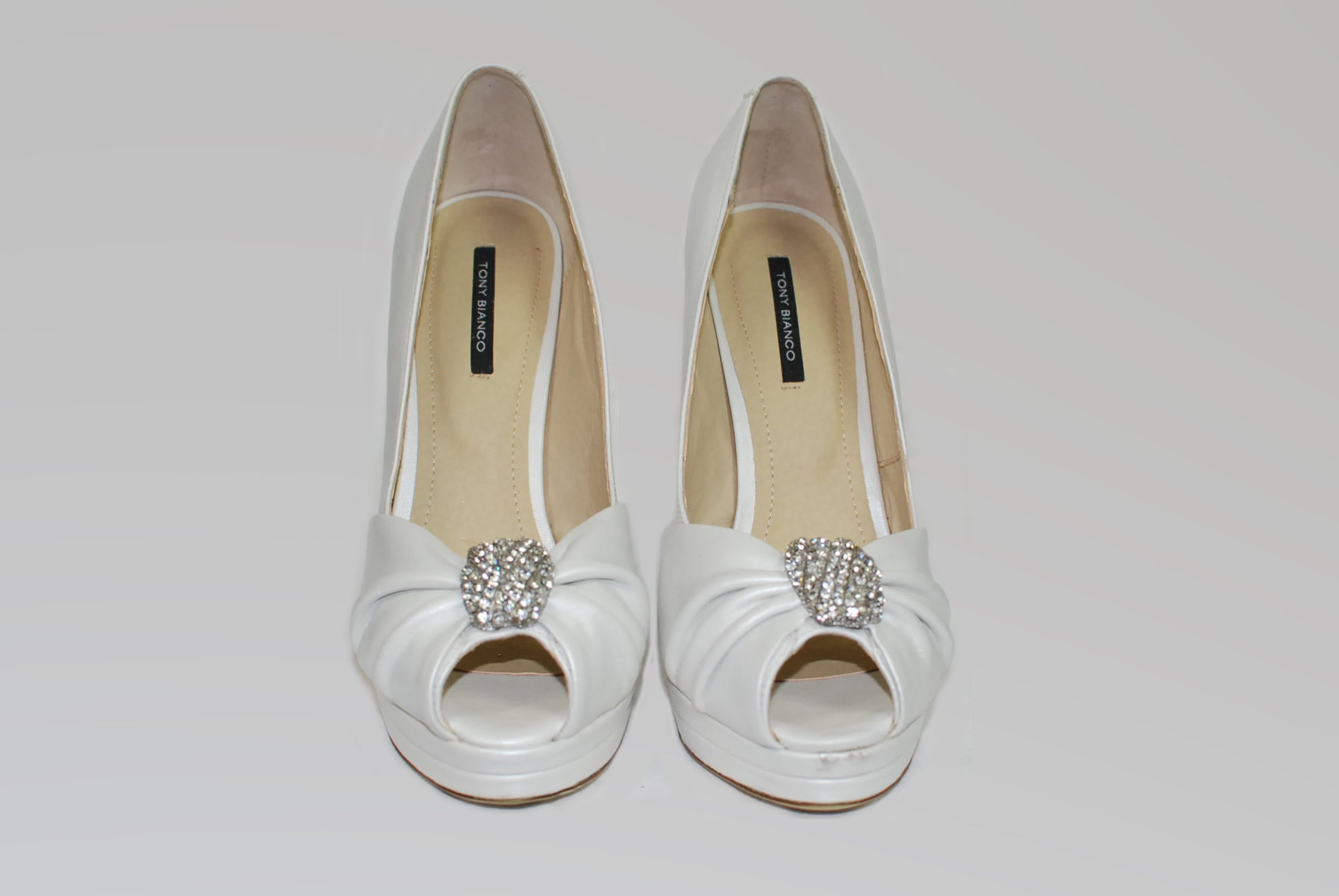 Lyra Peep Toe Platform Heels in Cream | ikrush