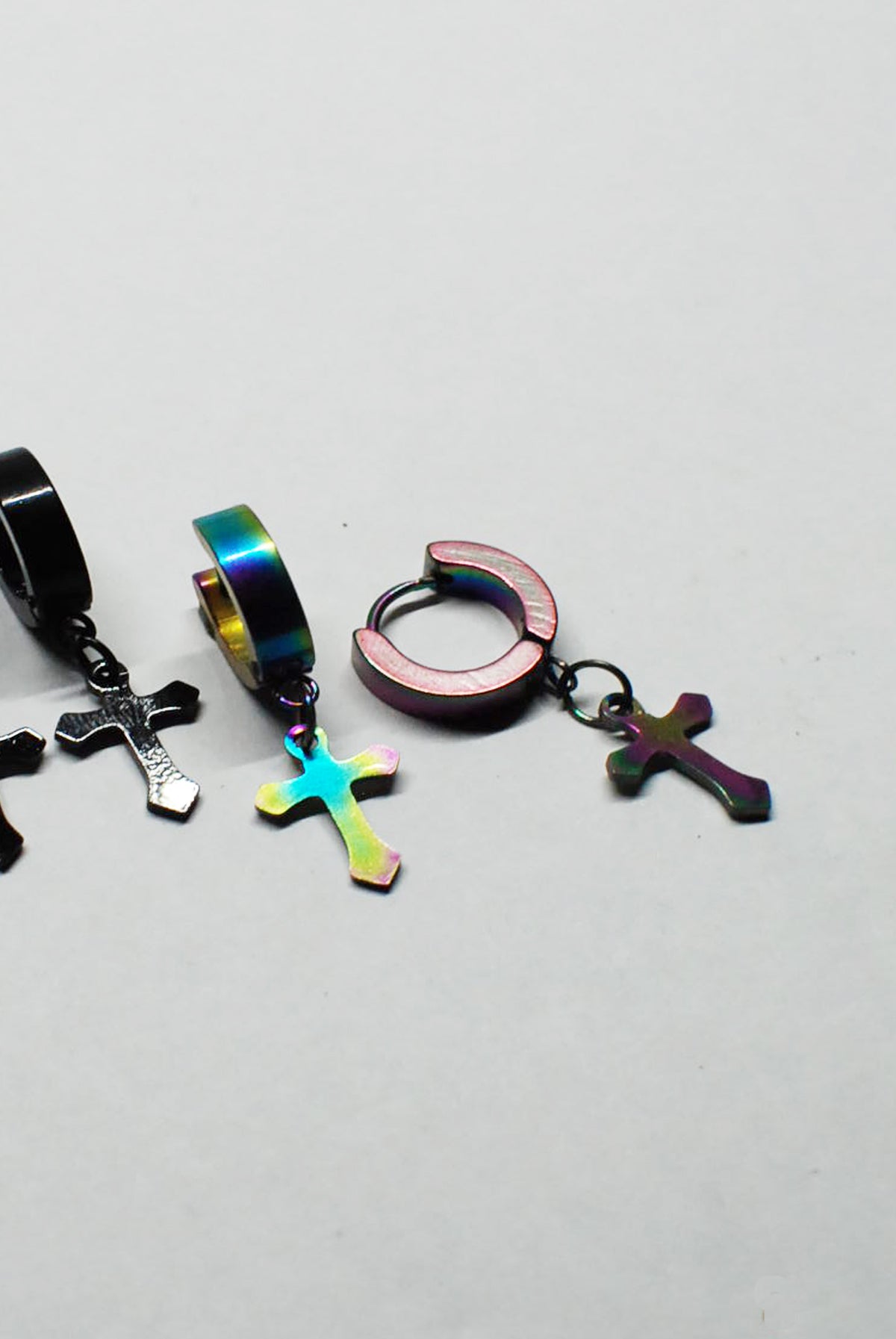 Punk Rock Stainless Steel Hoops with Cross