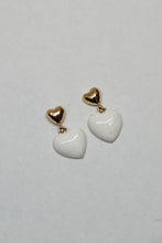 Load image into Gallery viewer, Heart Drop Earrings in Enamel and Gold
