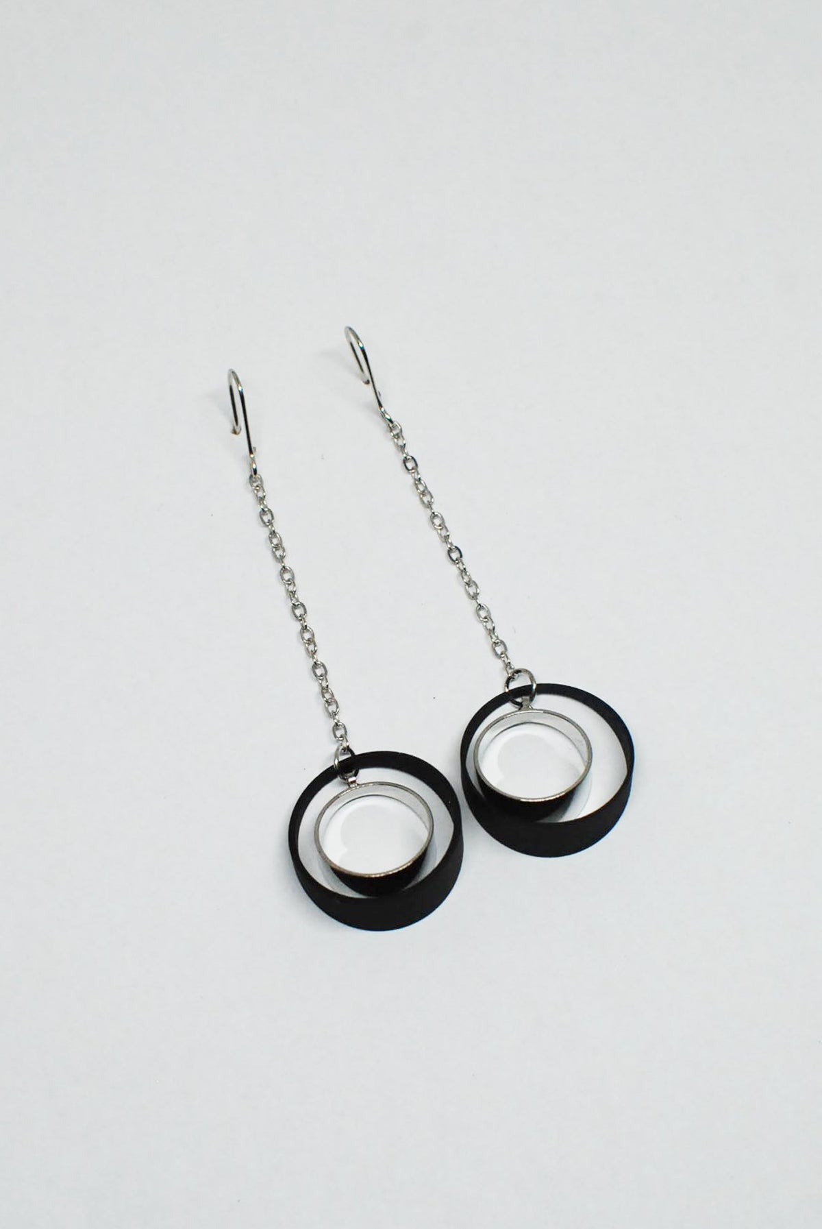 Black & Silver Circle Drops