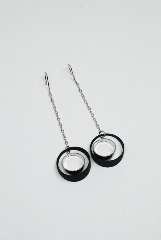 Black & Silver Circle Drops