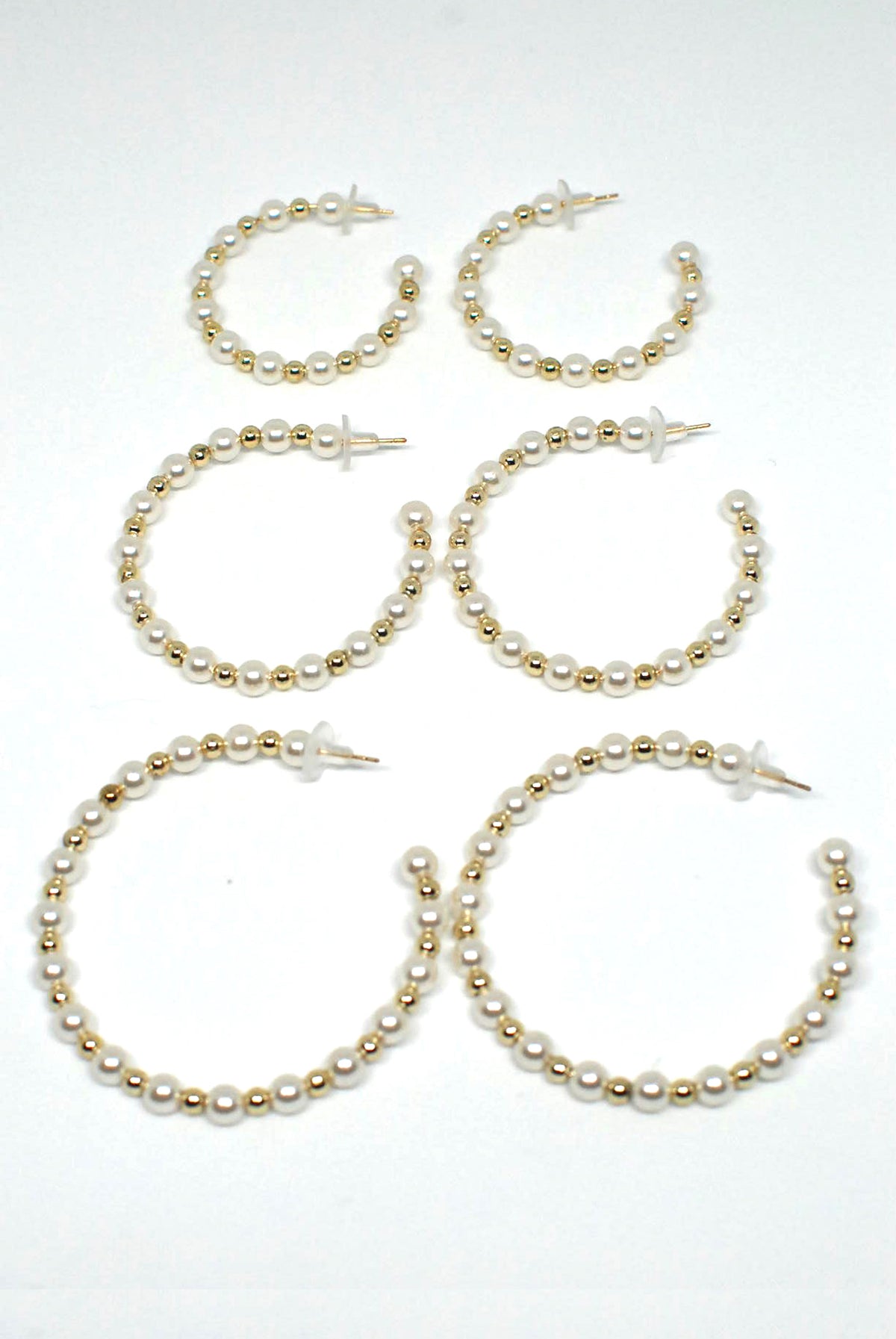 Hoop Earrings with Pearl and Metallic Beads