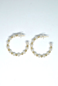 Hoop Earrings with Pearl and Metallic Beads