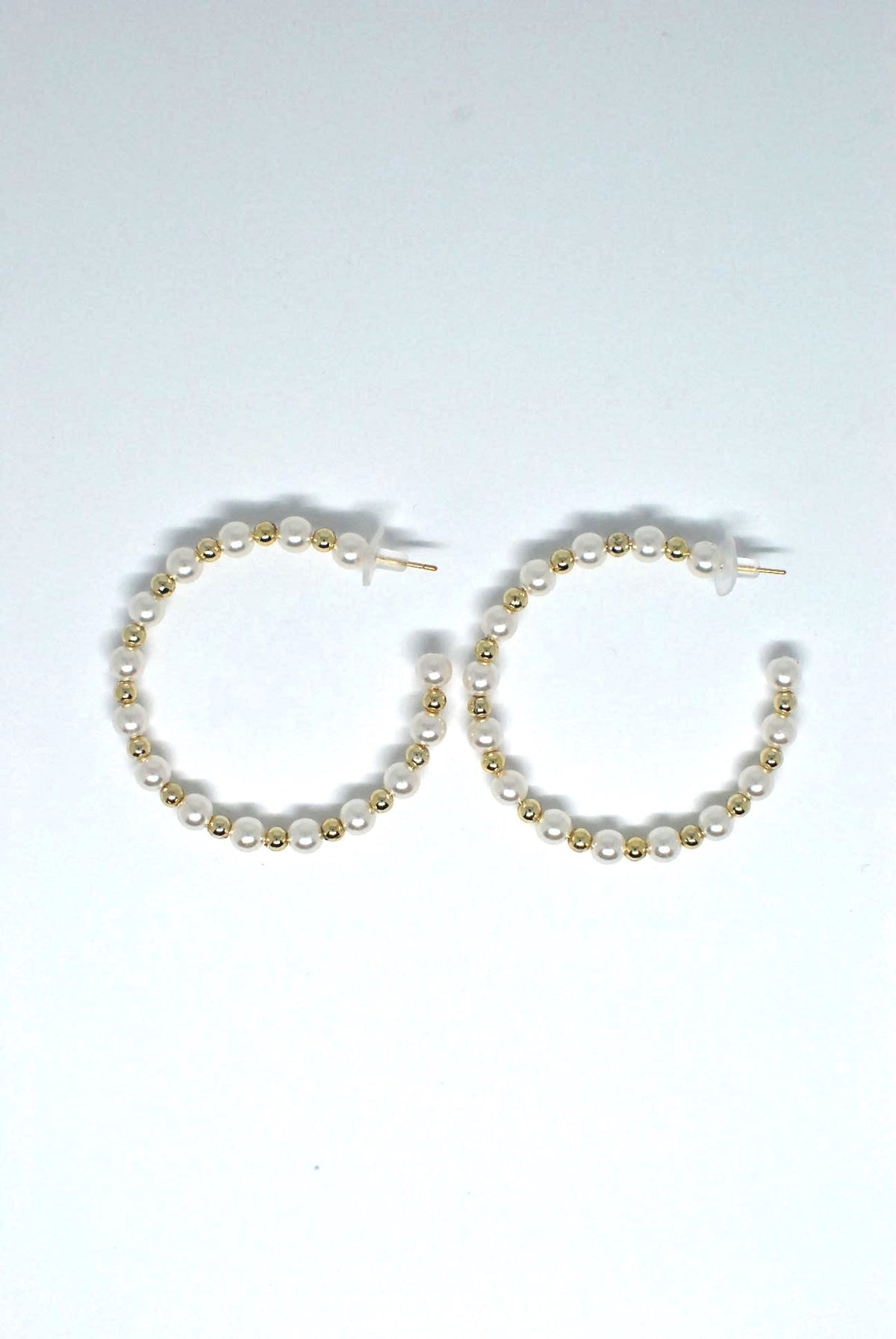 Hoop Earrings with Pearl and Metallic Beads