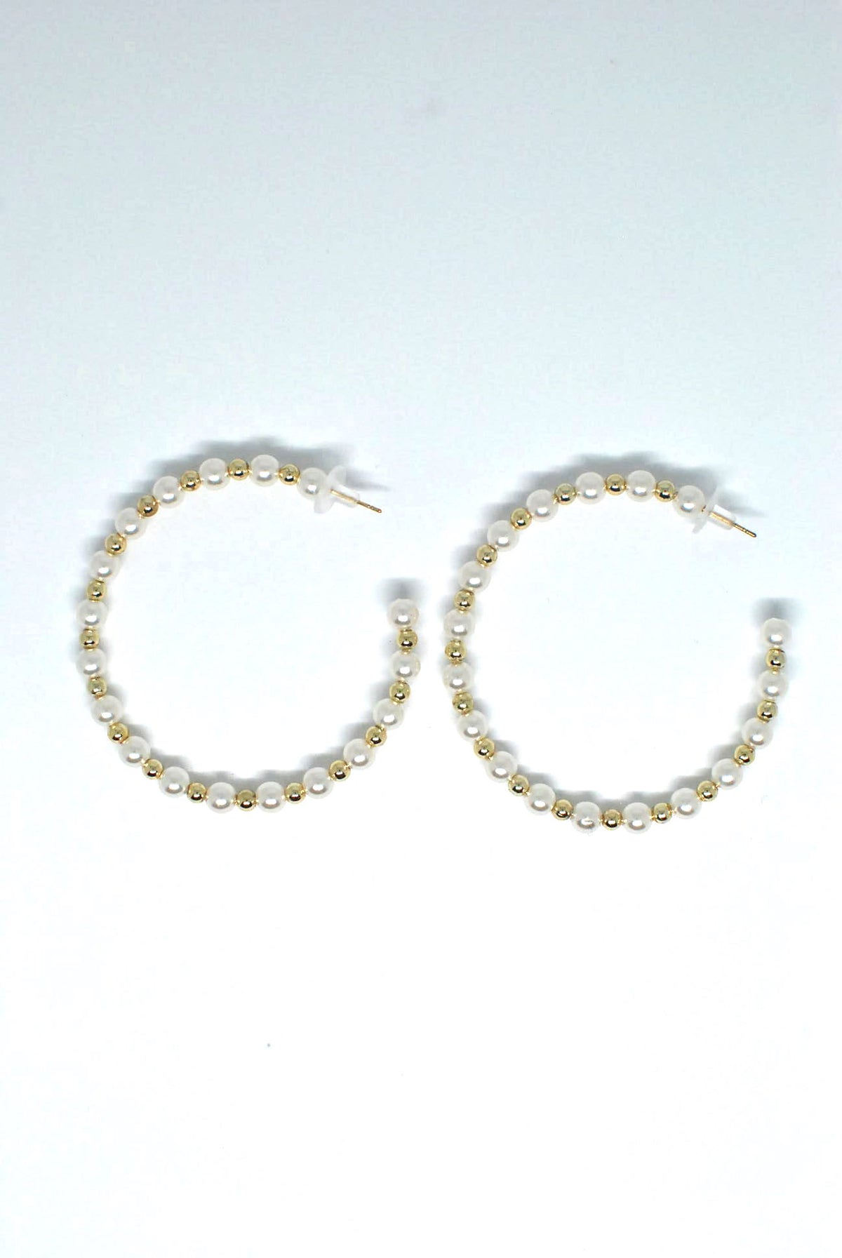 Hoop Earrings with Pearl and Metallic Beads