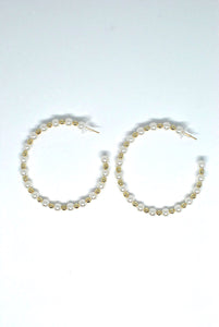 Hoop Earrings with Pearl and Metallic Beads