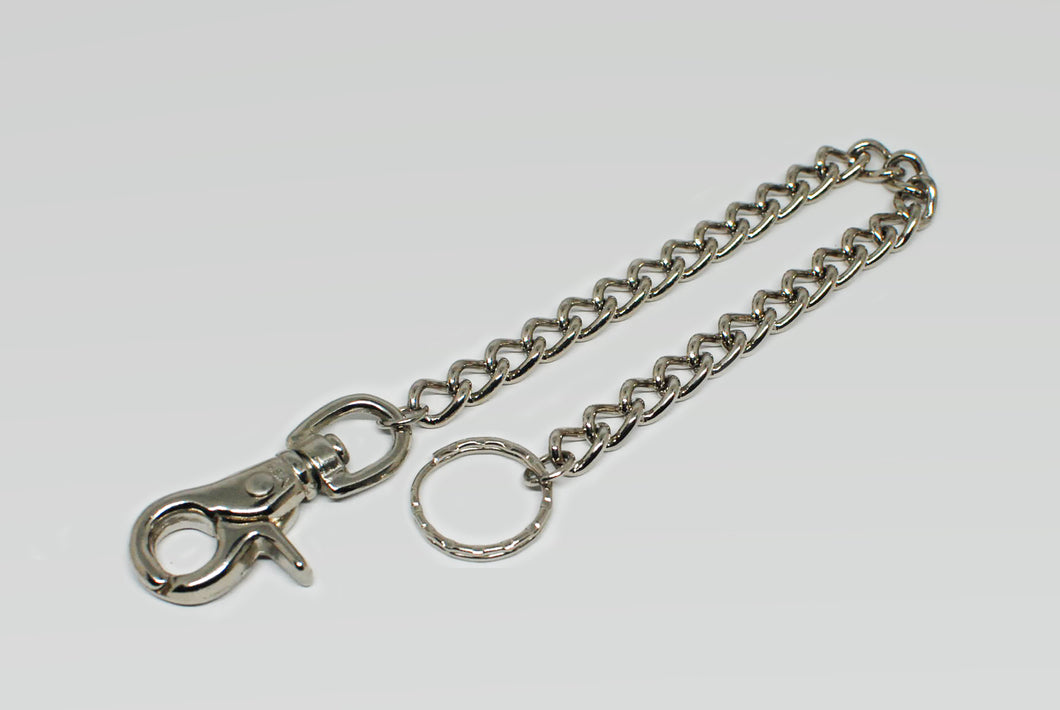 Long Silver Metal Curb Keychain
