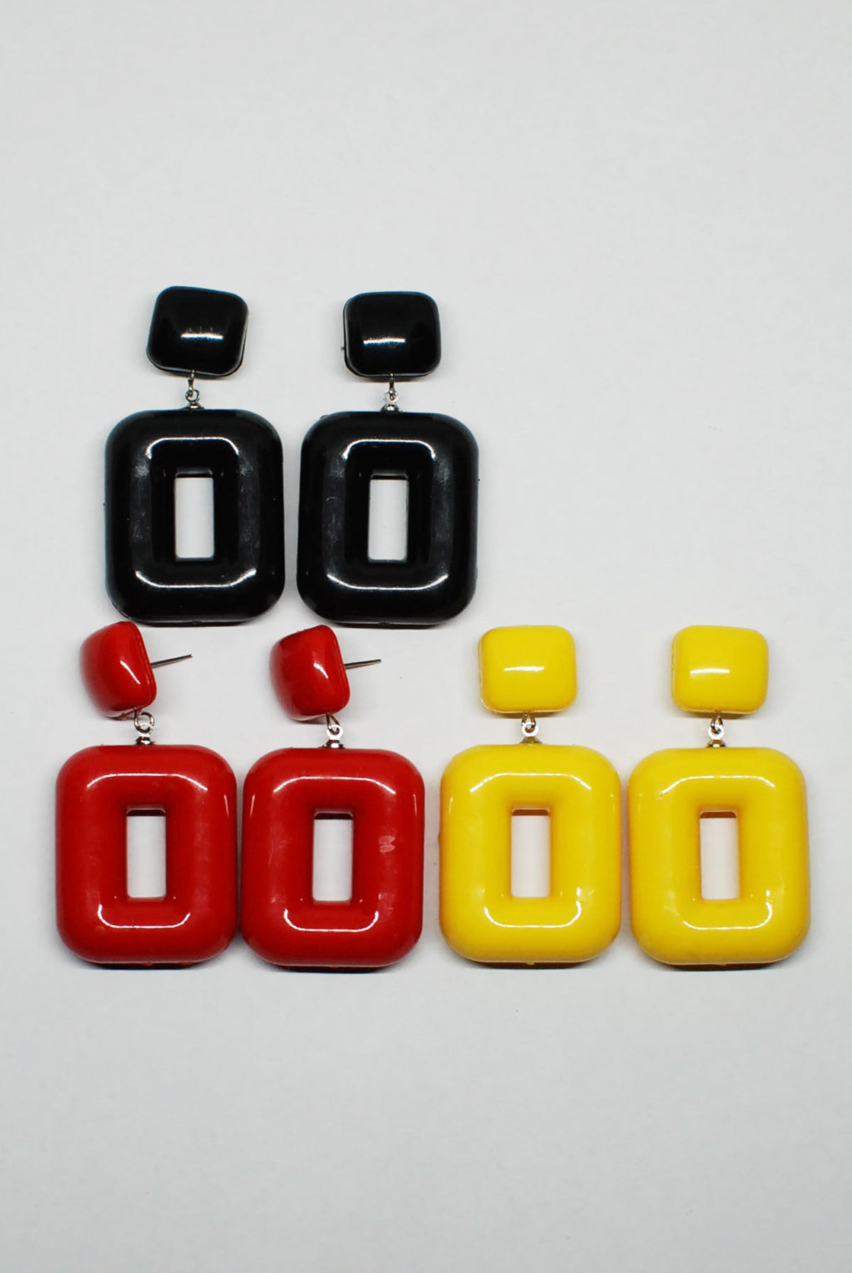 90's Chunky Rectangles Plastic Drop Earrings