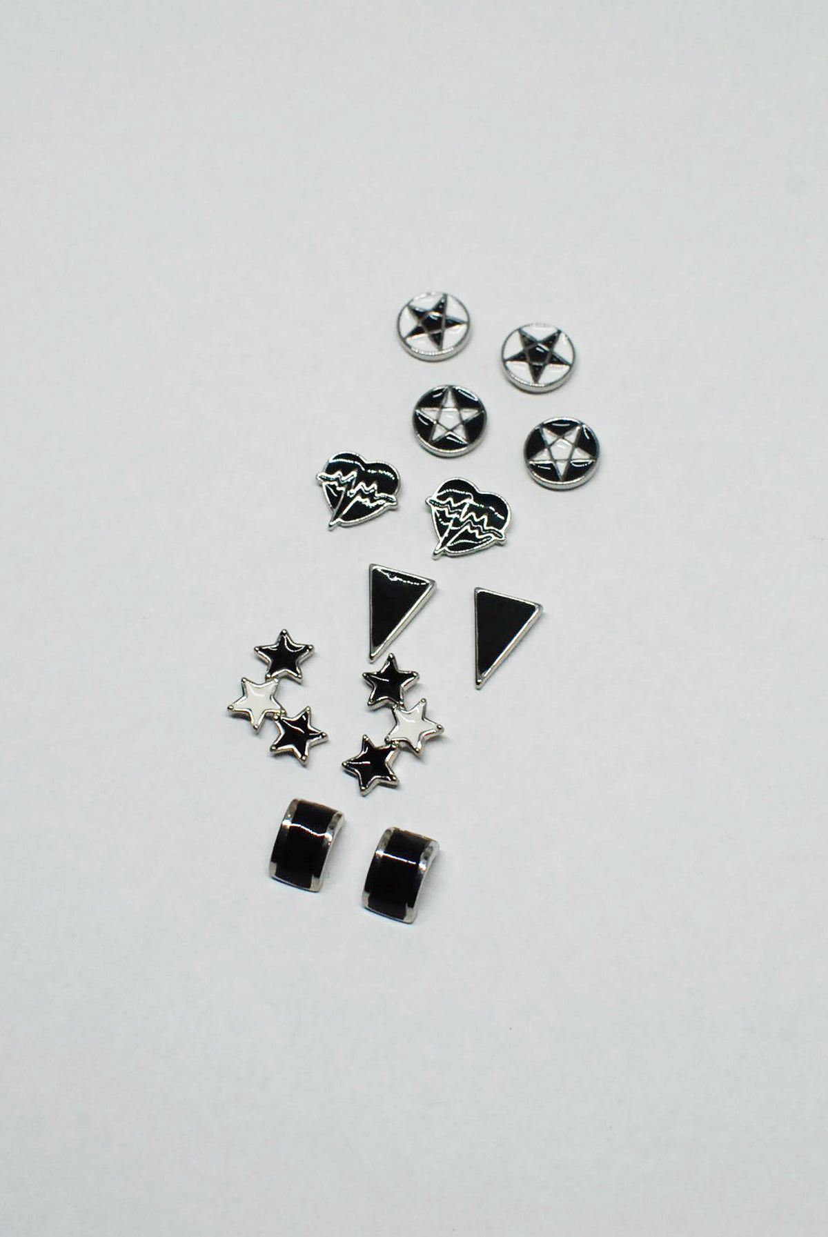 Silver, Back & White Enamel Studs