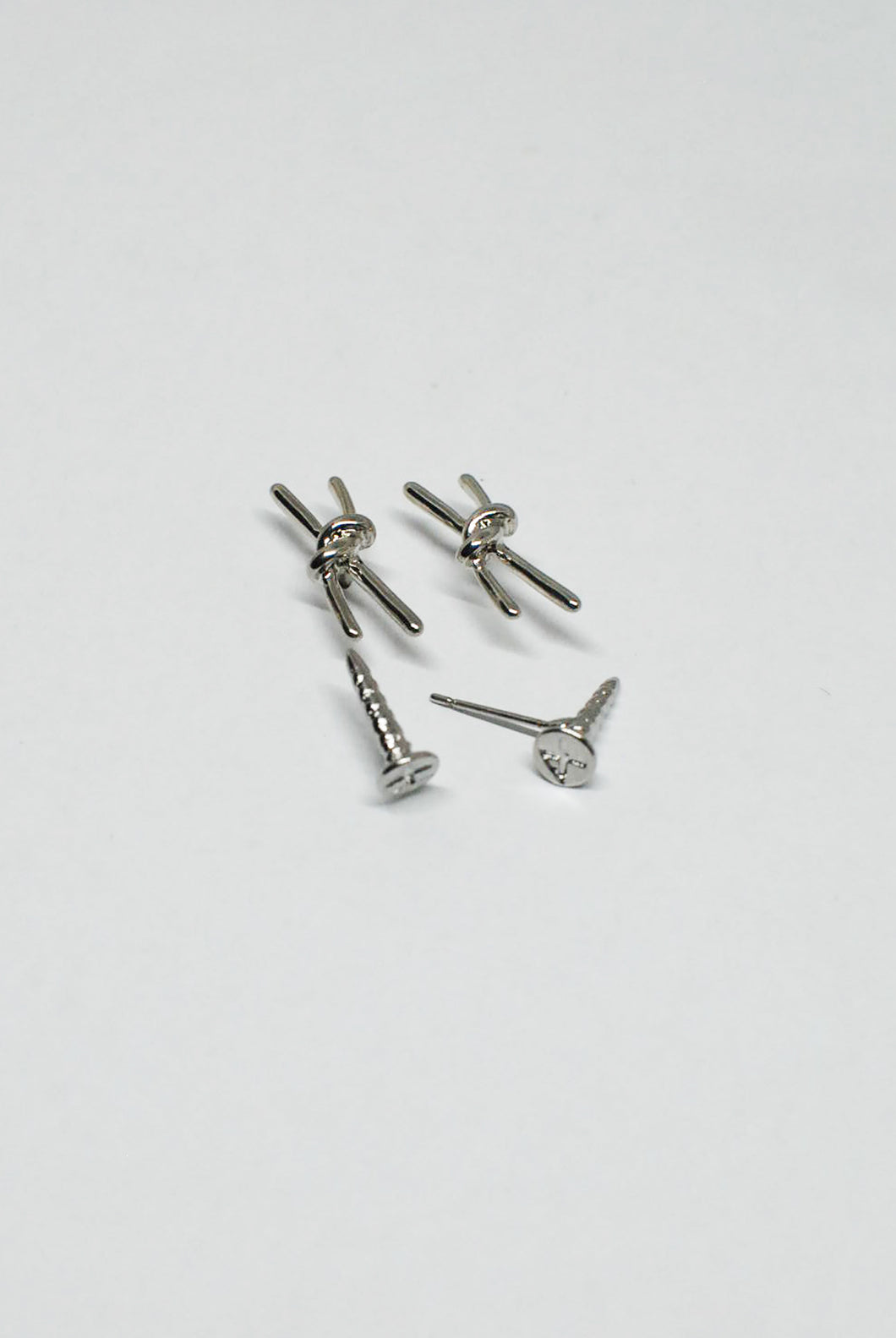 Punk Barb Wire and Screw Stud Earrings