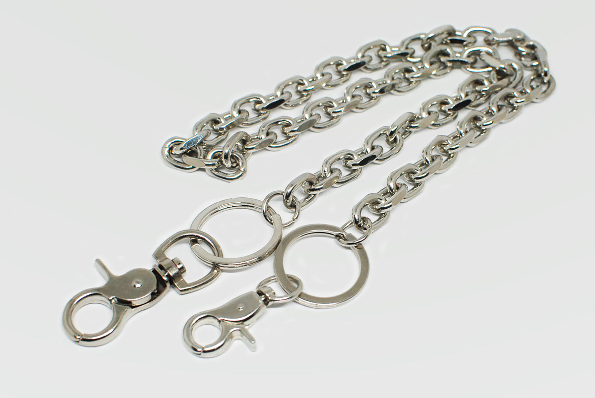Long Silver Metal Oval Cable Keychain
