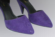 Load image into Gallery viewer, Spurr Brand Purple Velour Point Toe Strap Heel
