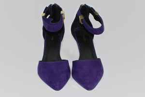 Spurr Brand Purple Velour Point Toe Strap Heel