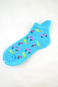 NEW Flamingo and Crocodile Blue Anklet Socks