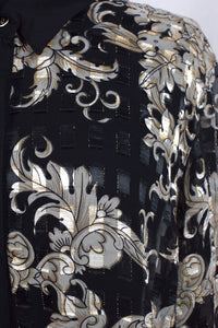 Black Leaf Sheer Blouse