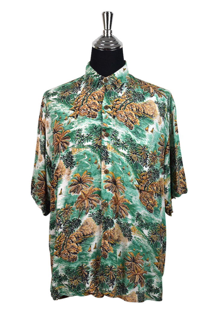 Tropical Island Print Hawaiian Shirt